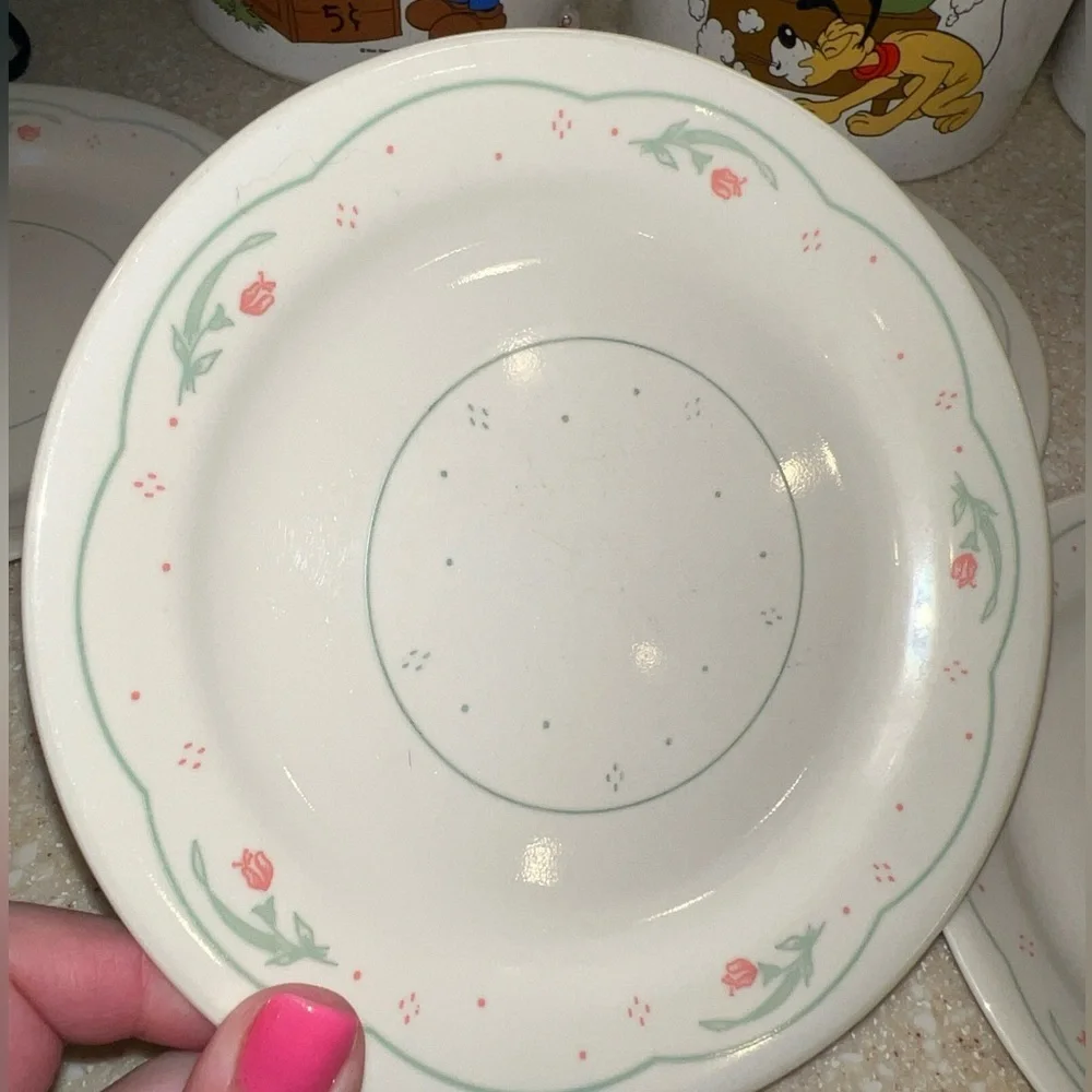 Set of 6 CORELLE CALICO ROSE 7.25 Salad or Bread small plates